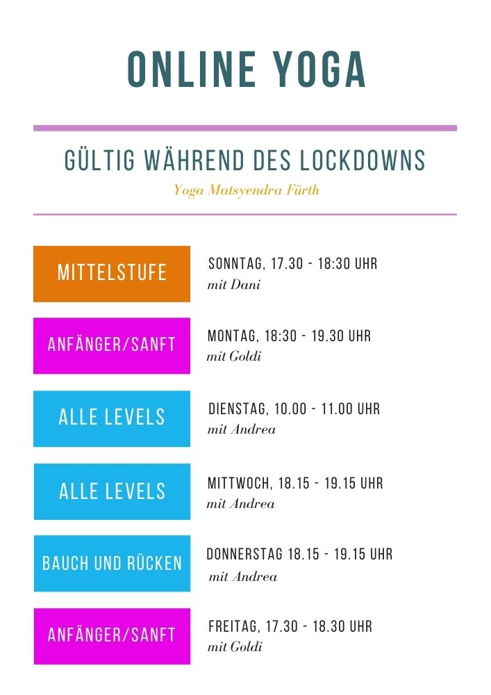 Online Yoga Plan des Yoga Matsyendra Fürth Nürnberg